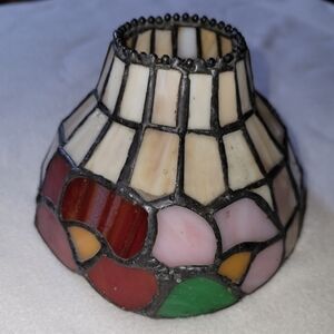 Vintage Tiffany Style Lamp Shade Floral Glass Pink Red Green Light 5"